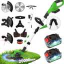 GVDV 20000 RPM Weed Wacker Cordless, 24V 6000mAh Batteries, 12 Brushless 3-in-1 Brush Cutter/Weed Eater/Grass Trimmer, Adjustable Length Lightweight String Trimmer for Yard and Garden, Green