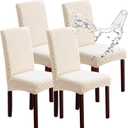 Genina Waterproof Chair Covers for Dining Room Set of 4, Dining Chair Cover Removable Parson Chair Slipcover Chair Protectors Covers for Kitchen (Argyle-Beige, 4 PCS)