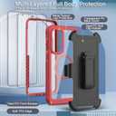 for Samsung Galaxy A36 5G Case, [Transparent & Holster Series] Belt Clip Full Body Shockproof Protective Cell Phone Cover with 2 Pack Tempered Glass Screen Protector (Red/Clear)