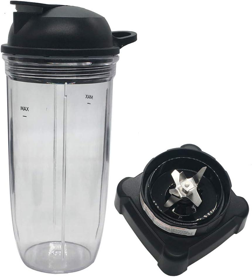 JOYSTAR Upgrade extractor blade with 32 oz cup and spout lid for Ninja Professional 72oz Countertop Blender BL660W/BL660W/BL660/BL740/BL770/BL771/BL773CO/780 (Large, Rubber)