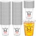 Foxtell 100-Pack Derby Plastic Cups, 14 oz Derby Theme Party Clear Plastic Cups, Thick Sturdy Disposable Tumbler with Horse Racing Design for Kentucky Race Party, Bars, Restaurants & Home Gatherings