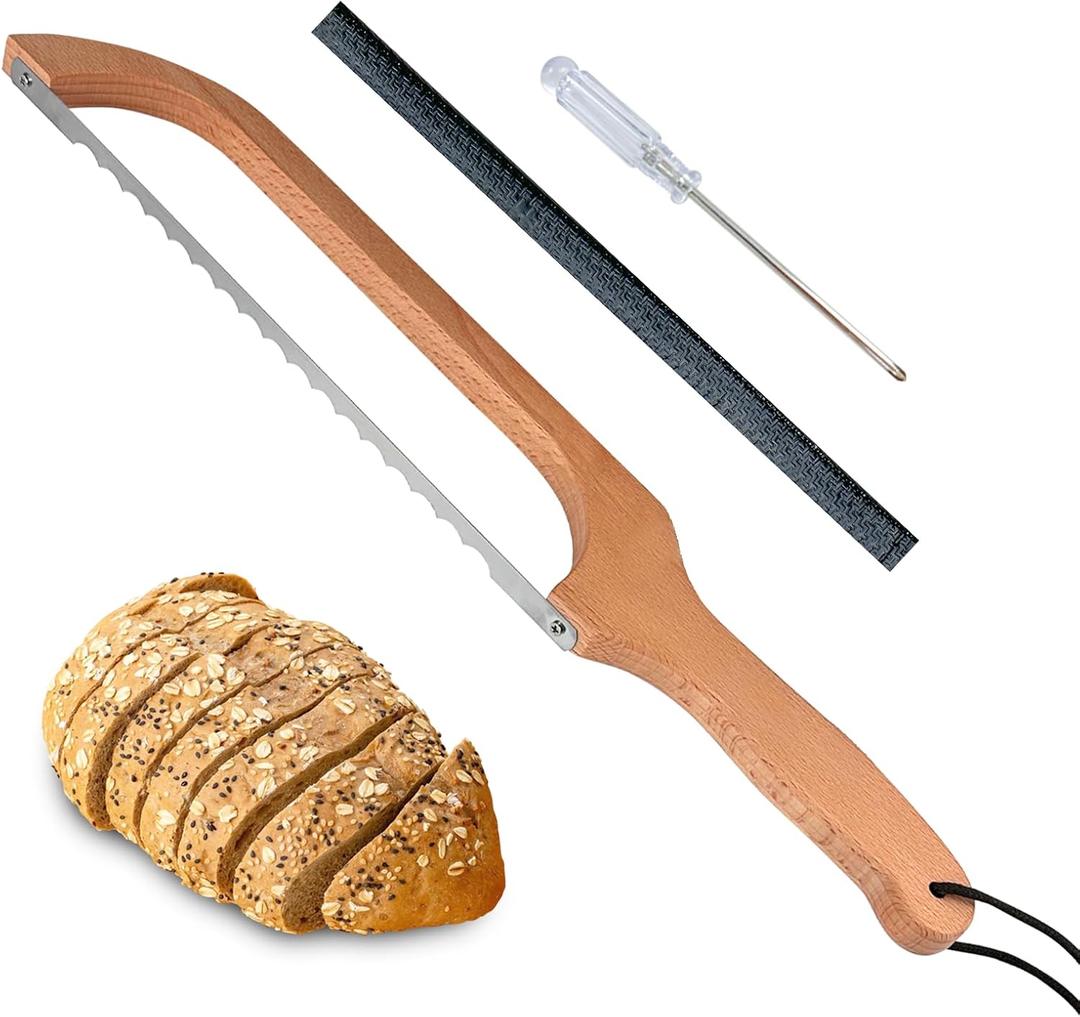 Sourdough Bread Slicer,16inch Bread Knife for Homemade Bread,Bread Bow Knife for Sourdough Rounds,Bread Cutter with Protective Cover,Stainless Steel Serrated Bread Knofe