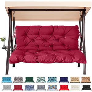 Outdoor/Indoor Swing Replacement Cushion, 2 or 3 Seats Bench Cushions with Backrest, Thicken 4" Recliner Seat Pad for Garden/Patio, Waterproof Premium Tufted Cushion with Ties(Claret-60x40x4in)