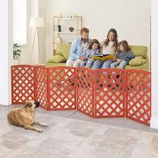 ZJSF Foldable Indoor Dog Gate for House Freestanding Folding Dog Gates Indoor Wood Pet Gates Dog Fence for Stairs Puppy Gates for Hallways Orange 24 "Height-4 Panels