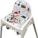 MISSEIAR High Chair Cushion with Cover for IKEA Antilop High Chair, Wooden High Chair Pad Pillow, Built-in Inflatable Cushion (Dinosaur-car)