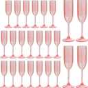 Pesonlook 24 Pack Plastic Champagne Glasses Pink Reusable Diamond Crystal Clear Wine Glasses Diamond Wine Cups Vintage Drinking Glasses for Wedding Reception, Grand Event Party Supplies