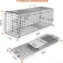 Live Animal (Under 4.4 lbs) Cage Trap, Collapsible Humane Animal Trap for Small Raccoons, Galvanized Steel Small Animal Trap Cage for Rabbit,Stray Cat,Chipmunk,Mole,Gopher,Foxes，24x7.1x8.2inches