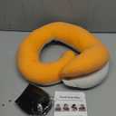 BUYUE Travel Neck Pillows for Airplanes, 360° Head Support Sleep for Long Flight, Skin-Friendly & Breathable, Kit with 3D Contoured Eye Mask, Earplugs and Storage Bag (Adult, Orange, 90+ lbs)