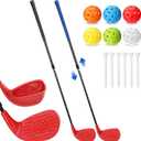 Realspring 2 Pack Backyard Golf Club Set Adjustable Golf Club for Backyard Game Plastic Chipping Clubs Hit Plastic Balls Outdoor Indoor Training Practice Gift(Black and Blue,Left Hand)