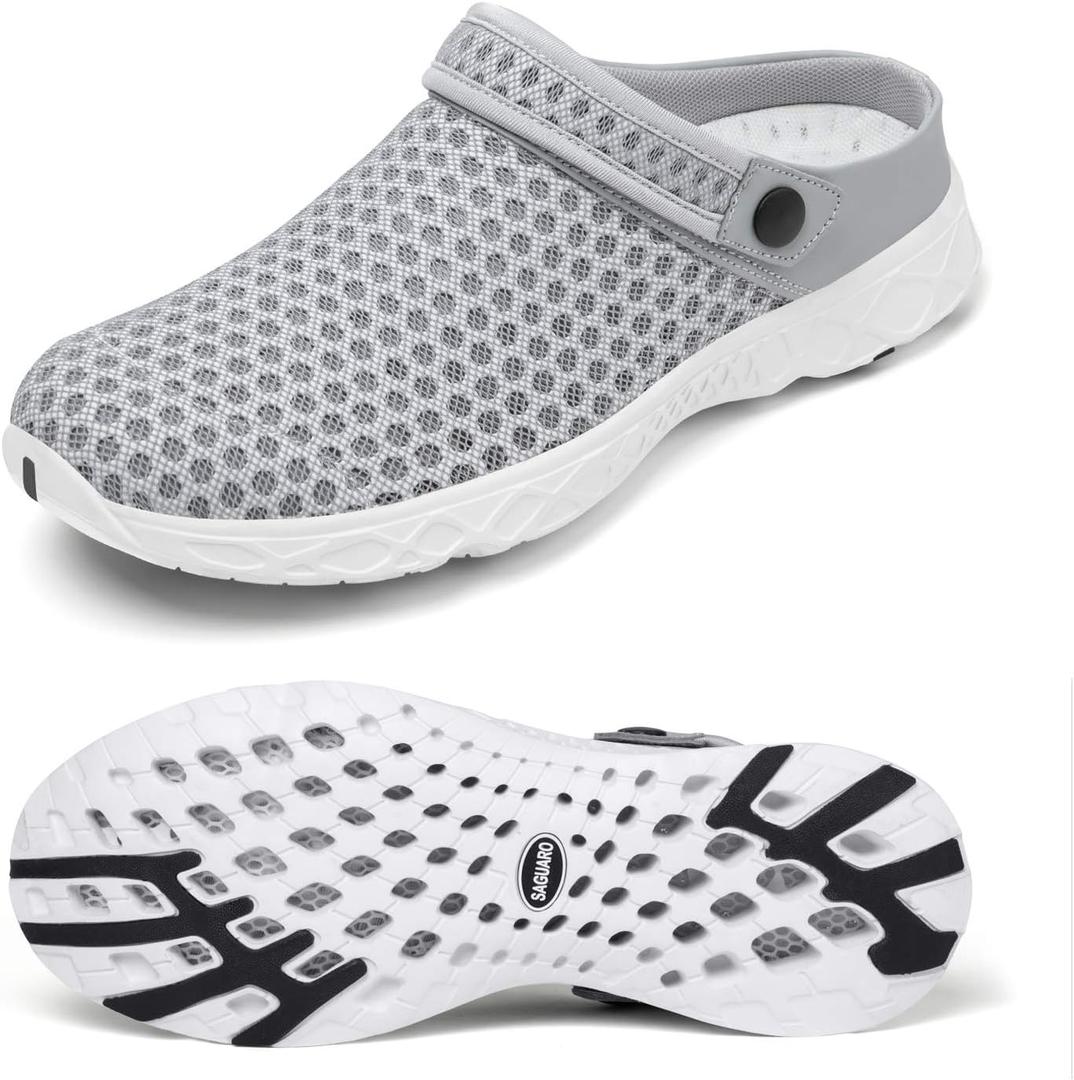 SAGUARO Men's Women's Quick Dry Garden Shoes Lightweight Breathable Gardening Clog Water Shoes Mesh Sandals for Sports Outdoor Beach Pool Exercise Size 43