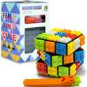Willking Speed Cube 3x3 Build-on Brick Magic Cube 3x3x3 Brain Teaser Puzzles and Building Brick Blocks Toy for Kids AdultIncluded Brick Separator