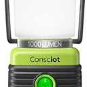 Consciot LED Battery Powered Camping Lantern, 1000LM, 4 Light Modes, IPX4 Waterproof Portable Tent Flashlight for Power Outages, Emergency, Hurricane, Hiking, Light Green,