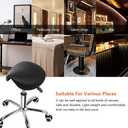 KKTONER Rolling Saddle Stool PU Leather Swivel Adjustable Rolling Stool with Wheels Salon Chair Black