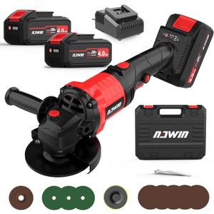 NAWIN Cordless Angle Grinder, 4-1/2 Inch Variable Speed Angle Grinder, Cordless Grinder With Battery And Charger, 9000rpm Brushless Motor, Battery Angle Grinder Tool For Metal Wood (4.0Ah Battery)