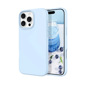 DOMAVER Case for iPhone 16 Pro 6.3'' Case Smooth Liquid Silicone Soft Gel Rubber Microfiber Lining Cushion Cover Shockproof Protective Phone Cases Compatible with iPhone 16 Pro  Light Blue