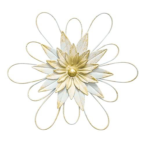Hogardeck Metal Flower Wall Decor - 13" Metal Floral Wall Decoration for Bedroom, Living Room, Bathroom, Kitchen, Outdoor Wall Art