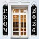 Prom Night Porch Sign Prom 2026 Graduation Party Decoration Black Silver Banner Congrats Class of 2026 Party Decoration Supplies for High School College Graduation Celebration Favors(70.87*11.81inch)