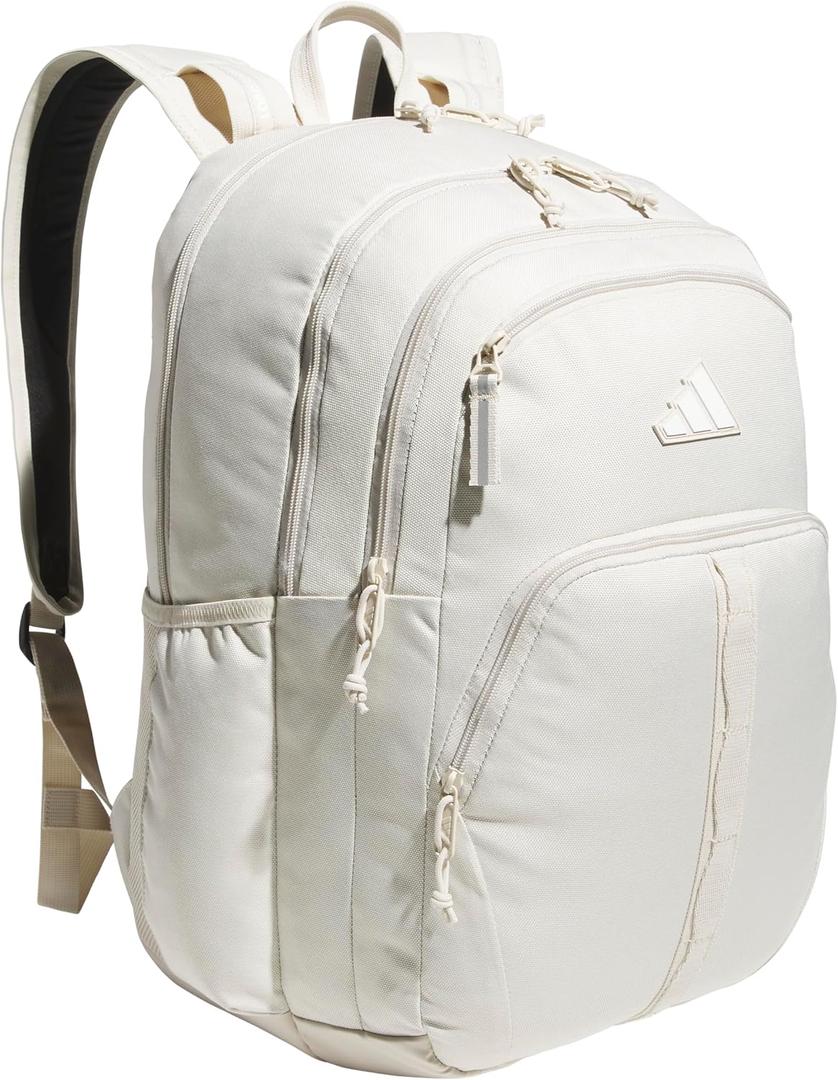 adidas Prime Backpack for Work, Travel Bag for Women and Men with Padded Compartment for Laptop, Alumina Beige/ White, One Size