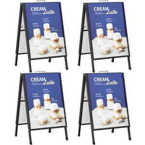 4 Pcs 24x36 Inch A-Frame Sidewalk Signs, Double-Sided Heavy Duty Sandwich Boards with Carry Handles, Business Folding Sign Holder for Outdoor Use, Frame Only