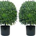 Artificial Boxwood Topiary Ball Trees 20 Inch 2pcs UV-Anti Greenery Decorative Faxu Plants for Home Front Porch, Indoor Walkway, Entryway Indoor & Outdoor Decor