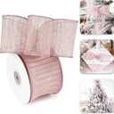 Rose Gold Ribbon Wired 2.5" X 10 Yards Rose Gold Crinkle Metallic Christmas Ribbon for Tree Decoration Gift Wrapping Wreaths Bows Home Decor Garland Swags