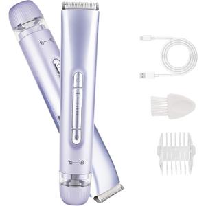 Bikini Trimmer for Women, Dual Head Shaver, IPX7 Waterproof, Compact Travel Design Electric Bikini Shaver for Public Hair, Facial and Body(Purple)