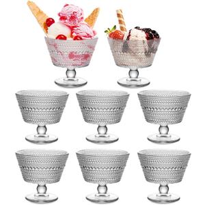 8PCS Glass Dessert Bowls, 9 oz Crystal Glass Ice Cream Bowls Cups - Perfect for Dessert, Sundae, Ice Cream, Fruit, Salad, Snack, Cocktail, Condiment, Trifle (8), Transparent
