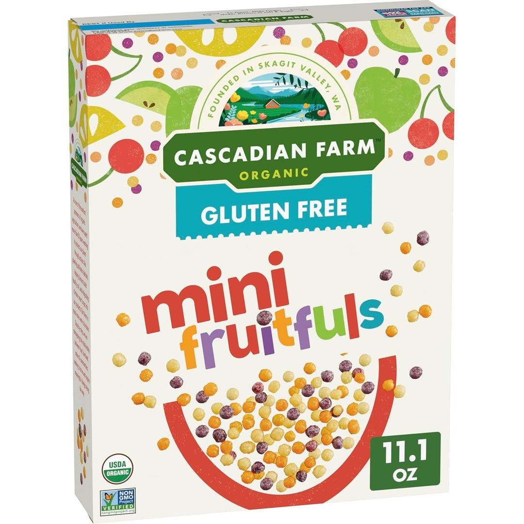 Cascadian Farm Organic Mini Fruitfuls, Gluten Free Cereal, Made with Whole Grain, Non-GMO, 11.1 oz