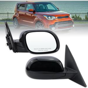 Right Passenger Side Mirror Compatible With 2014 2015 2016 2017 2018 2019 Kia Soul With Manual Folding Power Glass Black Replace#87620B2500 (3Pins)