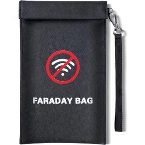 2 x Faraday Bags for Phones & Car Keys,Signal Blocking Faraday Pouch Blocks Cellular/WiFi/Bluetooth/GPS,RFID, Anti-Theft Shielding,Dual Pockets, Waterproof, Detachable Wrist Strap,5.1" x 11" (Black)