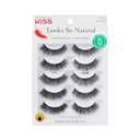 KISS Looks So Natural False Eyelashes Multipack, Lightweight & Comfortable, Tapered End Technology, Reusable, Cruelty-Free, Contact Lens Friendly, Style 'Flirty', 5 Pairs Fake Eyelashes (10 Count (Pack of 1))
