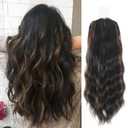 Mekylio Hair Toppers for Women, 20 Inch Long Curly Wavy Hair Topper 360 3D(6.5x6.5in) Perfect Solution for Stylish Upgrade (Black with Brown Highlights)