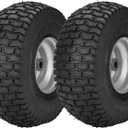 15x6.00-6" Pneumatic 4-Ply Front Tire with Tube Replaces for Craftsman John Deere Riding Mowers, Lawn Tractor 3" Centered hub, 3/4" Sintered Iron Bushings, Max Load: 400lbs, 21446 (Pack-of-2)