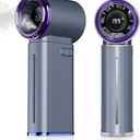 Portable Misting Fan - Mini Handheld Fan - 5000mAh Rechargeable Personal Mister Fans with Digital Display, 1-199 Speeds Adjustable, Birthday Gifts for Women Men Travel/Outdoor/Home/Office (Grey)