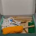 Kids Cleaning Set, Housekeeping Play Set Includes Broom Mop Duster Dustpan Brushes Rag and Organizing Stand, Cleaning Toys Gift for Toddlers Girls Boys Age 3-6, Solid Beech Wood (Blue)