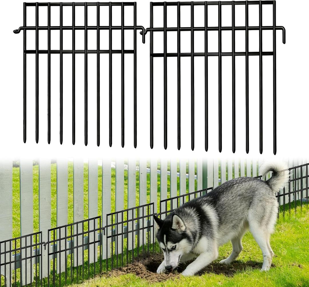 14 Panels Animal Barrier Fence, No Dig Fences, 13in(H) X 19.9ft(L) Garden Fence Animal Barrier for Rabbit and Dog Under Fencing Barrier, Rustproof Metal Fences Border for Outdoor, Yard, Patio