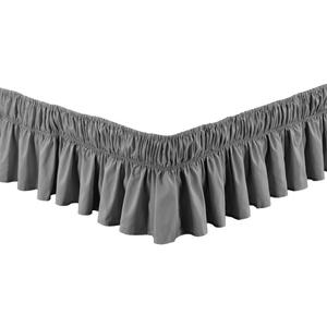 Fancy Collection Queen - King Easy Fit Bed Ruffle wrap Around Elastic Bed Skirt with 17" Drop New Easy Install Solid Grey (Gray)