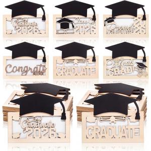 Sanwuta 6 Pcs Class of 2026 Graduation Money Holder Wooden Graduation Money Envelope Box DIY Congrats Grad Wood Card Cash Holder Decor for 2026 Senior College High School Grads Party Favor