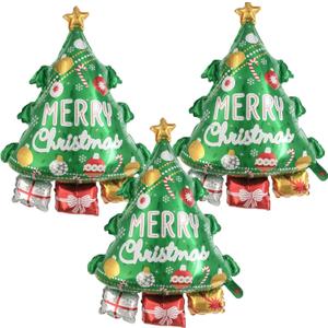 Christmas Tree Balloons Christmas Foil Balloons for Xmas Tree Themed Party Decoration Supplies Xmas Birthday Decoration Decor Ballons Arch Kits Party Balloon Set 3pcs