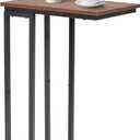 C-Shaped End Table, for Living Room, Bedroom, Small Spaces, TV Tray Couch Side Tables Laptop Table, Rustic Brown and Black