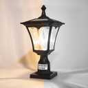 Solar Lamp Post Light Heavy Duty Cast Aluminum Solar Post Light Outdoor Waterproof 300 Lumen Outside Pole Lights for Garden Pillar Lights for Gateway
