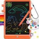 FLUESTON LCD Writing Tablet, Doodle Board Toys Gifts for 3-8 Year Old Girls Boys, 10 Inch Colorful Electronic Board Drawing Pad for Kids, Christmas Gifts for Toddler Educational Learning Travel, Orange (11"W x 7.5"H)