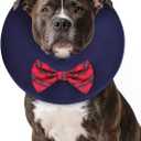 MIDOG Dog Cone Collar for Large Medium Dogs, Soft Inflatable Dog Cone Alternative After Surgery, Adjustable Protective Recovery Cone - Alternative E Collar Does Not Block Vision (Bow Tie,L)