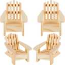 Sumind 4 Pieces Wood Adirondack Style Miniature Chair Doll House Wooden Dollhouse Model Chairs for Dollhouse Accessories Furniture Christmas Decoration