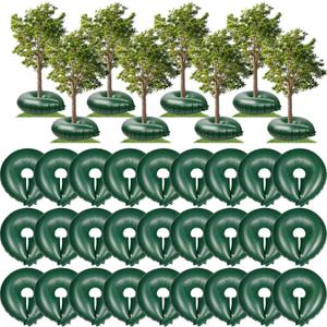 Roshtia 50 Pack 15 Gallon Tree Watering Ring Bag Slow Release Reusable Tree Bag Bulk Heavy Duty Automatic Drip Irrigation Ring PVC Root Water System for Garden Newly Planted (Green)