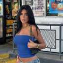 REORIA Women's Strapless Tube Top Double Lined & Non-Slip Y2K Backless Crop Tops for Summer Going Out (Blue, L)
