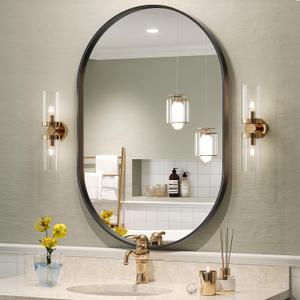 Brightify Black Oval Mirror for Bathroom Vanity 20x30 Inch, Matte Black Bathroom Mirrors for Wall Metal Frame, Wall Mounted Mirror for Bedroom Living Room Wall Decorative Hang Vertical and Horizontal