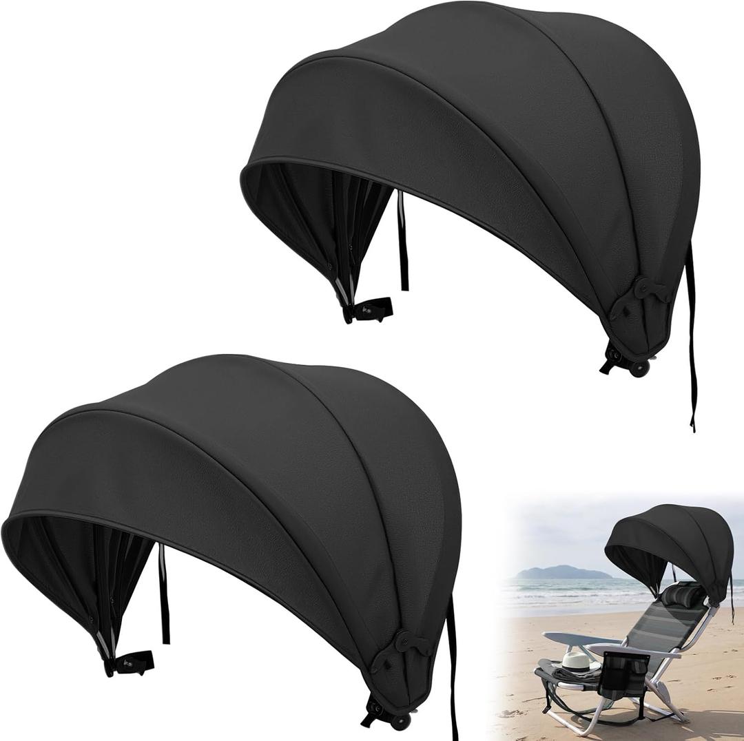 DaisyInner 2 Pcs Beach Chair Umbrella Canopy Extra Large Foldable Chair Sun Shade with Adjustable Clamp for Beach Camping Fishing Lounge Outdoor (Black)