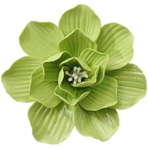 4.72" Dahlia Ceramic Flower Wall Art, Artificial 3D Flower Wall ArtHandmade 3D Wall Art Hanging Sculpture Porcelain Flower Wall Dcor for HomeHallwayLiving RoomBedroomKitchenOffice (Green)