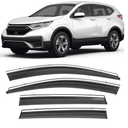 Shatterproof Taped-On Window Deflectors for Honda CR-V 2017-2022 with Chrome Trim, Rain Guards, Window Visors for Cars, Vent Deflector, 4pcs